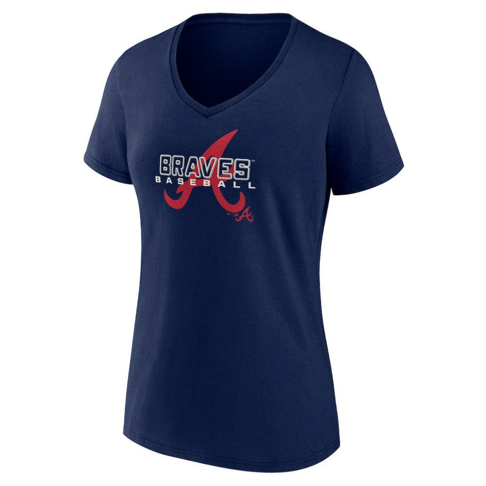 Atlanta Braves Women's Stellar V-Neck T-Shirt Navy