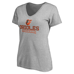 Baltimore Orioles Women's Evanston Stencil V-Neck T-Shirt Gray