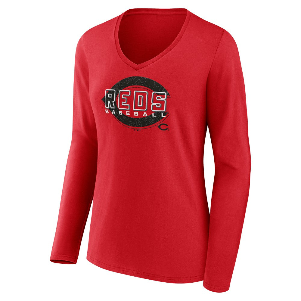 Cincinnati Reds Women's Stellar Long Sleeve V-Neck T-Shirt Red