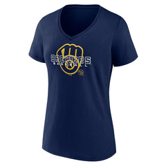 Milwaukee Brewers Women's Stellar V-Neck T-Shirt Navy