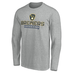 Milwaukee Brewers Evanston Stencil Long Sleeve T-Shirt Gray