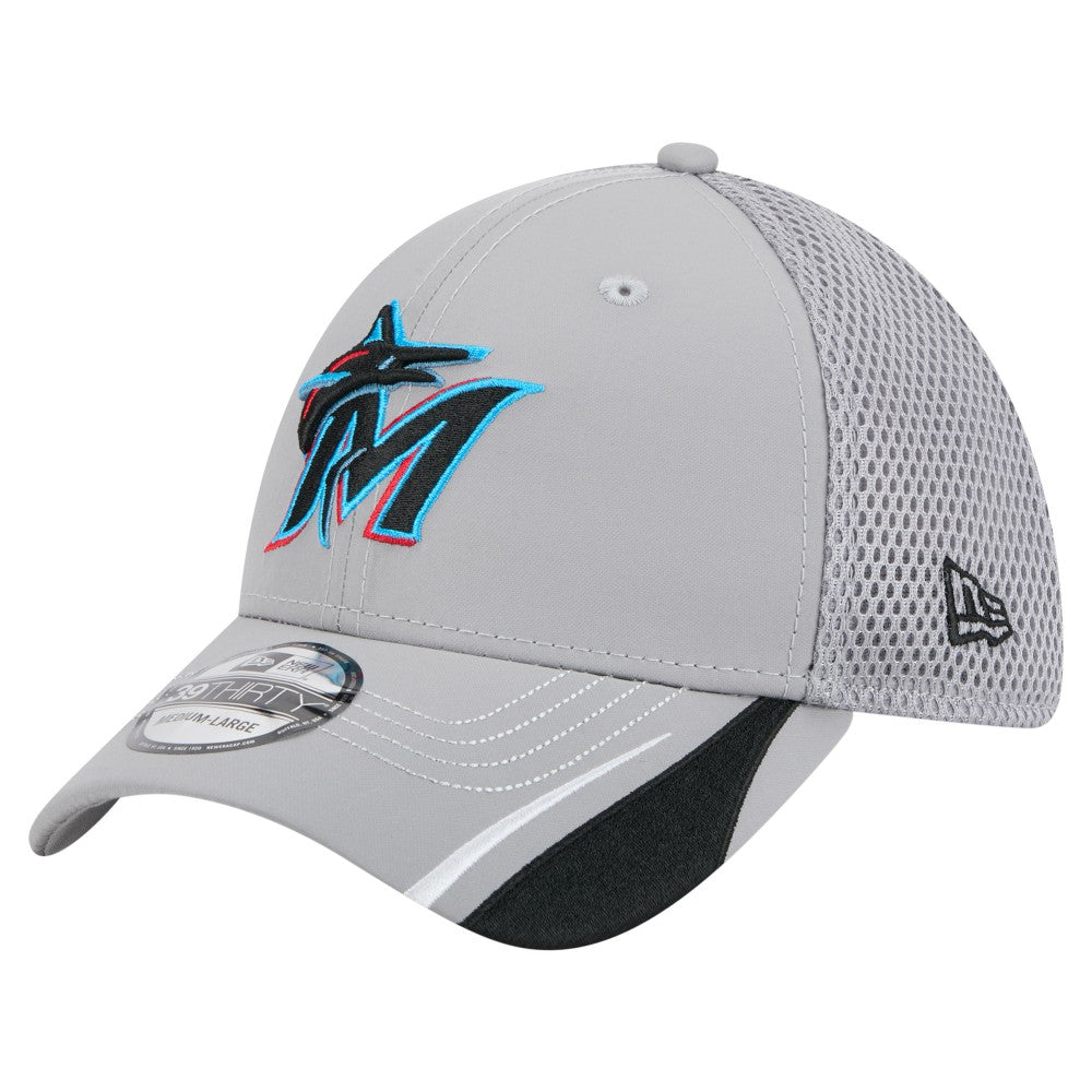 Miami Marlins Linear 39THIRTY Flex Hat Gray