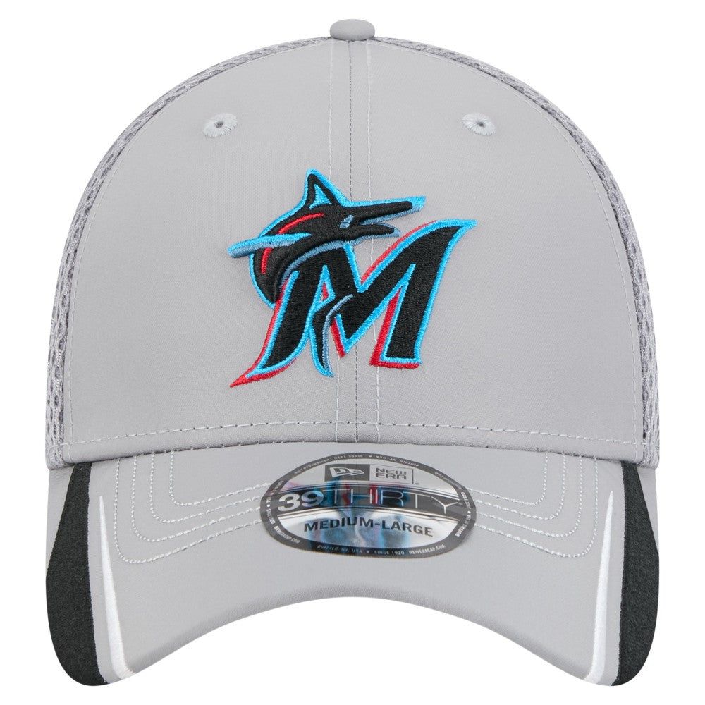 Miami Marlins Linear 39THIRTY Flex Hat Gray