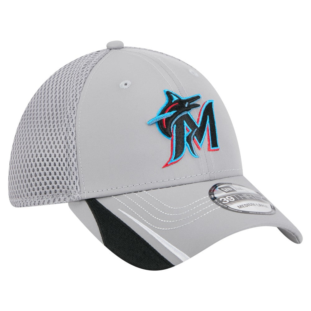 Miami Marlins Linear 39THIRTY Flex Hat Gray