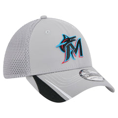 Miami Marlins Linear 39THIRTY Flex Hat Gray