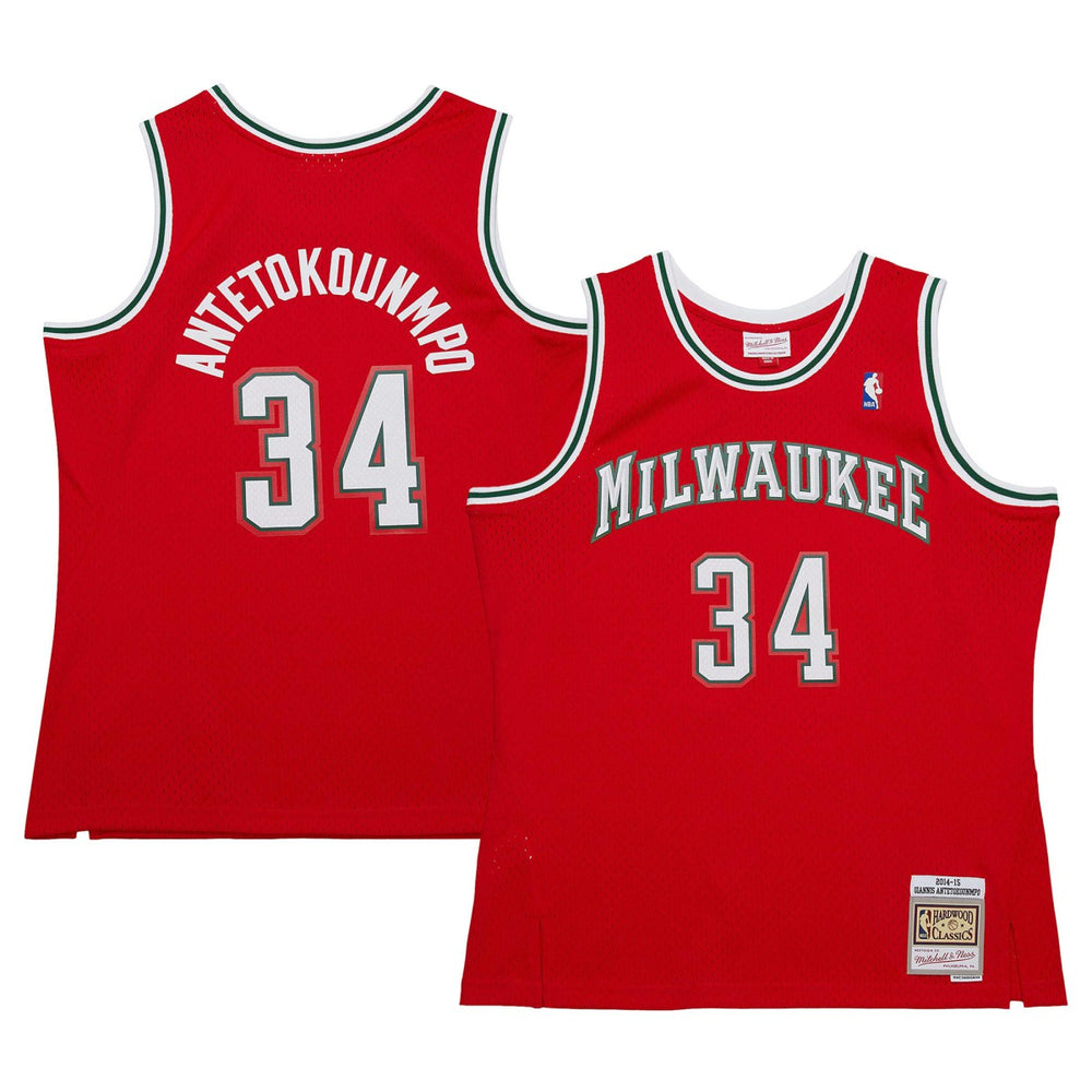 Giannis Antetokounmpo Milwaukee Bucks 2014/15 Hardwood Classics Swingman Jersey - Red for sale