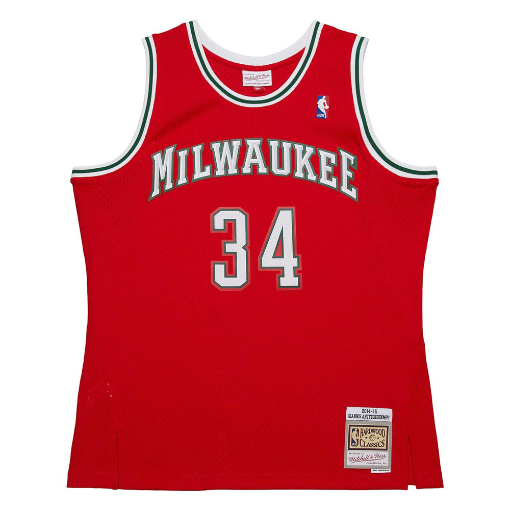 Giannis Antetokounmpo Milwaukee Bucks 2014/15 Hardwood Classics Swingman Jersey - Red for sale