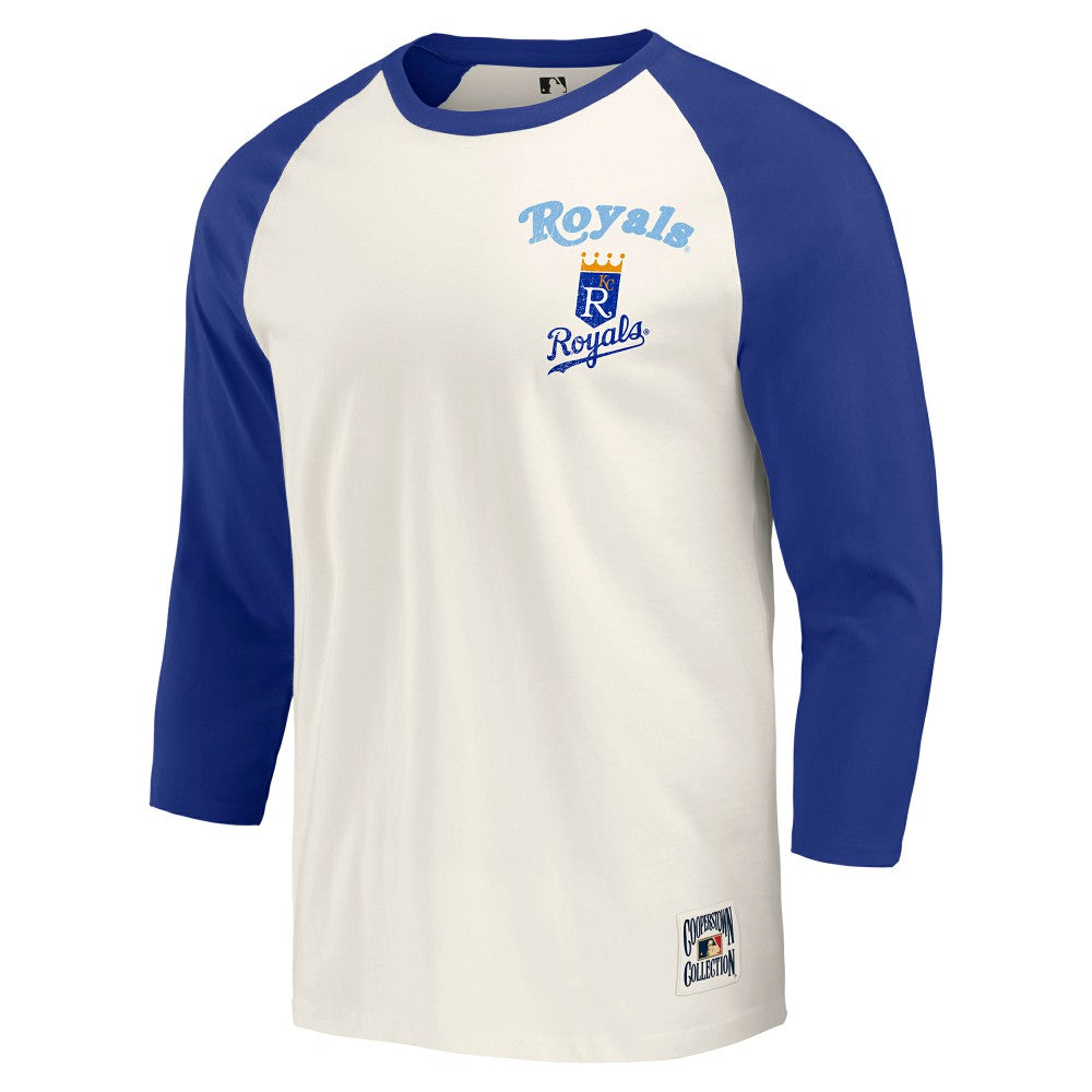 Kansas City Royals Darius Rucker Collection Cooperstown Collection Raglan 3/4-Sleeve T-Shirt Royal/White