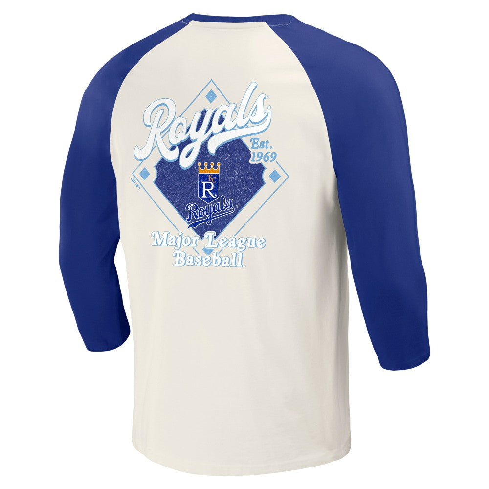 Kansas City Royals Darius Rucker Collection Cooperstown Collection Raglan 3/4-Sleeve T-Shirt Royal/White