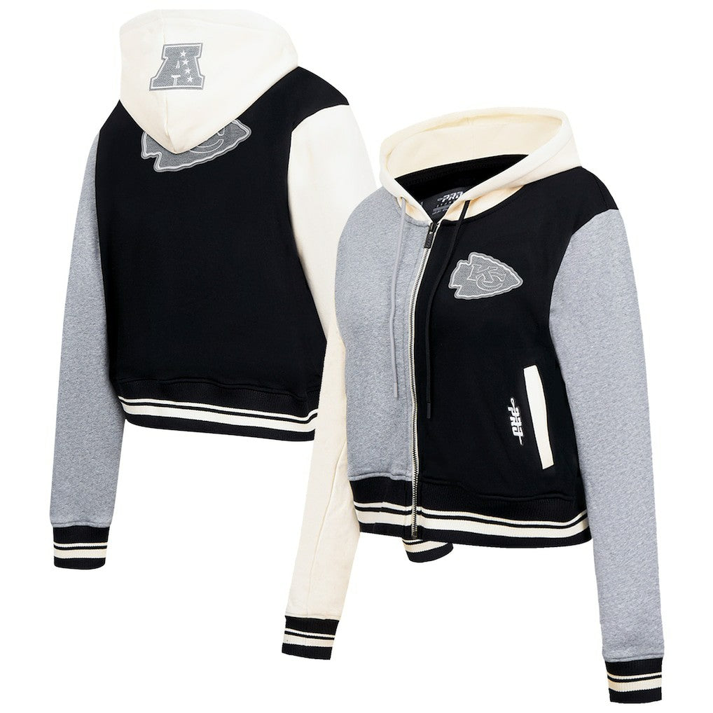 Kansas City Chiefs Pro Standard Women's Reverse French Terry Colorblock Full-Zip Hoodie - Gray sale