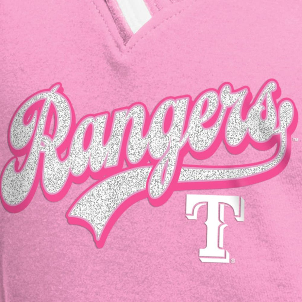 Texas Rangers Girls Youth Mommy & Me Raglan V-Neck T-Shirt Pink