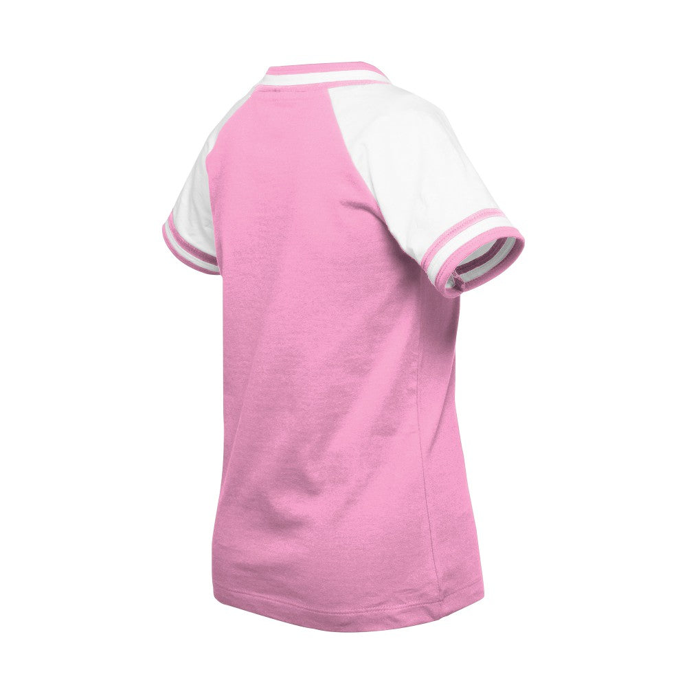 Minnesota Twins Girls Youth Mommy & Me Raglan V-Neck T-Shirt Pink