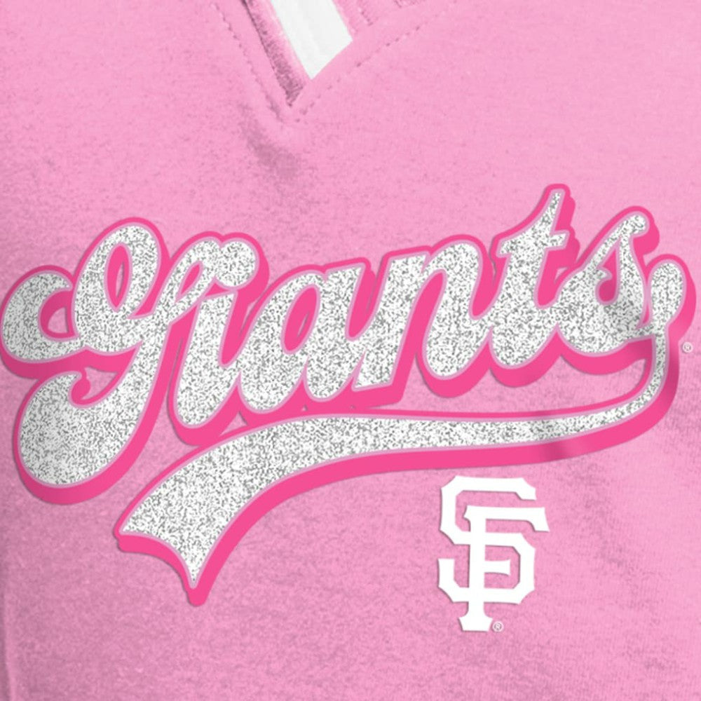 San Francisco Giants Girls Youth Mommy & Me Raglan V-Neck T-Shirt Pink