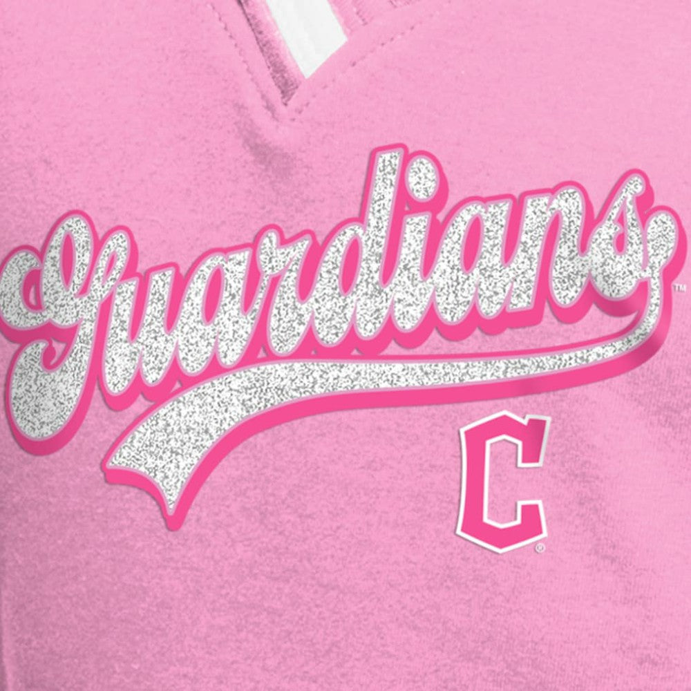 Cleveland Guardians Girls Youth Mommy & Me Raglan V-Neck T-Shirt Pink