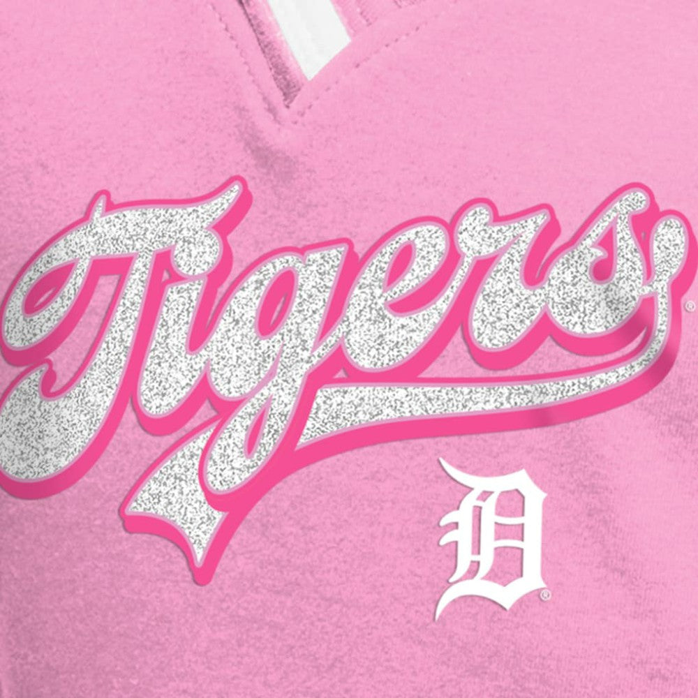 Detroit Tigers Girls Youth Mommy & Me Raglan V-Neck T-Shirt Pink