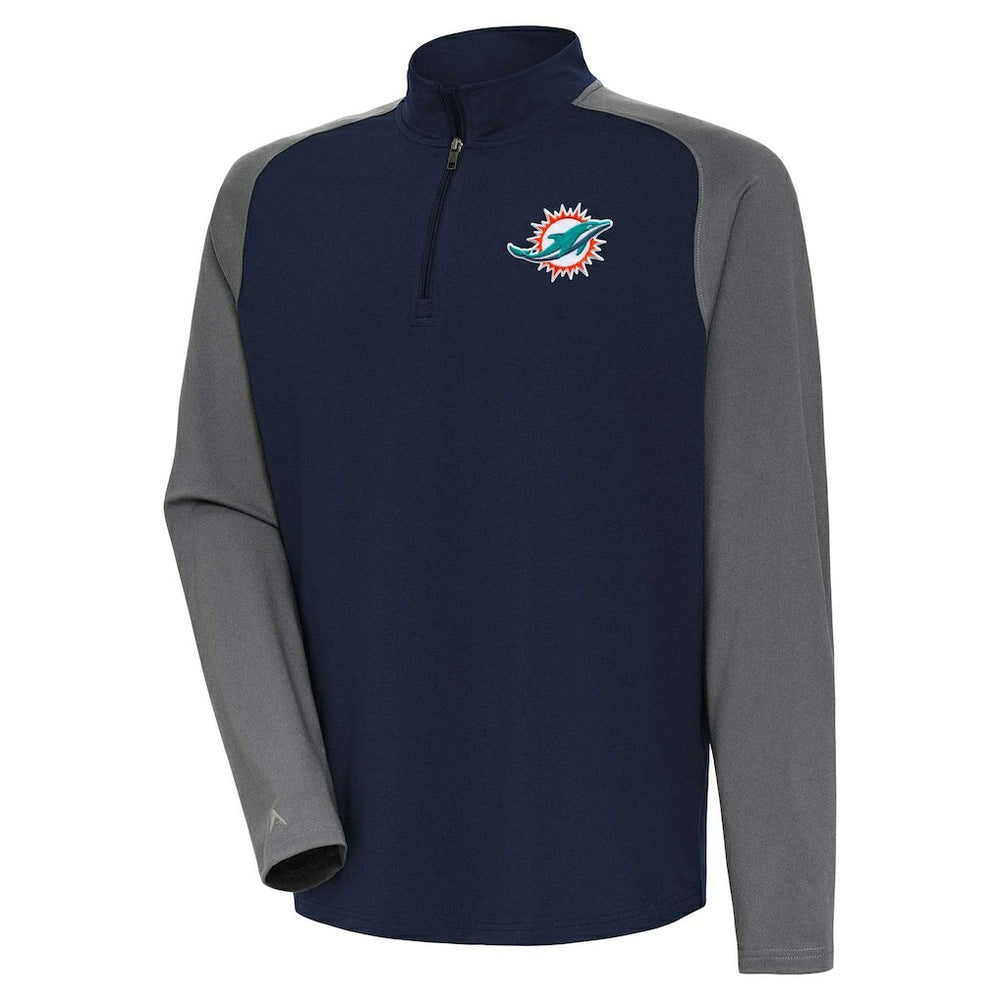 Miami Dolphins Antigua Dauntless Quarter-Zip Top - Navy/Gray discount
