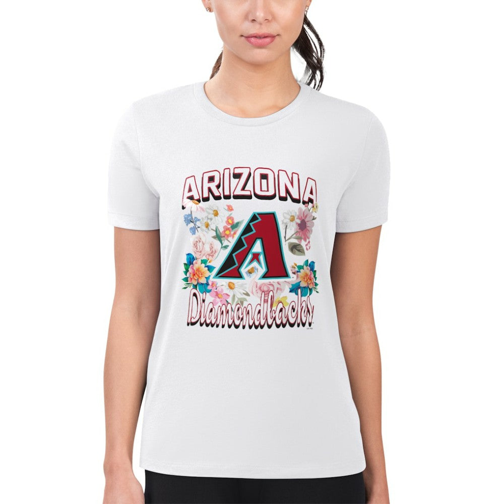 Arizona Diamondbacks G-III 4Her by Carl Banks Women's Super-Slim Fit Lightweight Flowers Graphic T-Shirt White