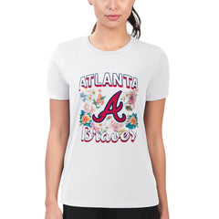 Atlanta Braves G-III 4Her by Carl Banks Women's Super-Slim Fit Lightweight Flowers Graphic T-Shirt White