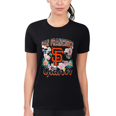 San Francisco Giants G-III 4Her by Carl Banks Women's Super-Slim Fit Lightweight Flowers Graphic T-Shirt Black