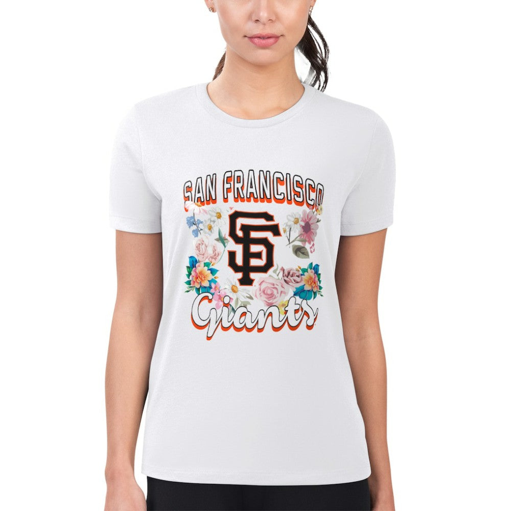 San Francisco Giants G-III 4Her by Carl Banks Women's Super-Slim Fit Lightweight Flowers Graphic T-Shirt White