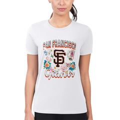 San Francisco Giants G-III 4Her by Carl Banks Women's Super-Slim Fit Lightweight Flowers Graphic T-Shirt White