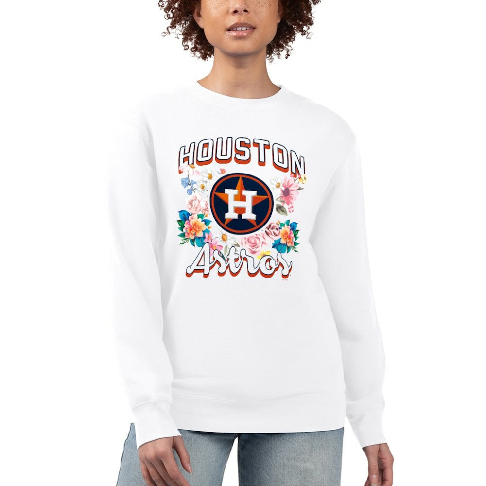 Houston Astros G-III 4Her by Carl Banks Women's Flowers Graphic Pullover Sweatshirt White