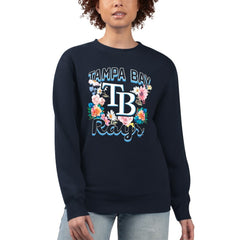 Tampa Bay Rays G-III 4Her by Carl Banks Women's Flowers Graphic Pullover Sweatshirt Navy