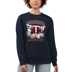 Minnesota Twins G-III 4Her by Carl Banks Women's Flowers Graphic Pullover Sweatshirt Navy