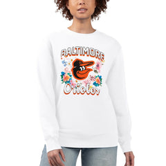 Baltimore Orioles G-III 4Her by Carl Banks Women's Flowers Graphic Pullover Sweatshirt White