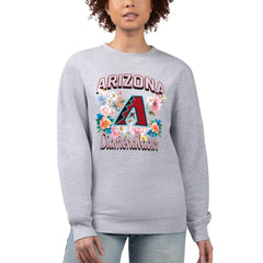 Arizona Diamondbacks G-III 4Her by Carl Banks Women's Flowers Graphic Pullover Sweatshirt Heather Gray