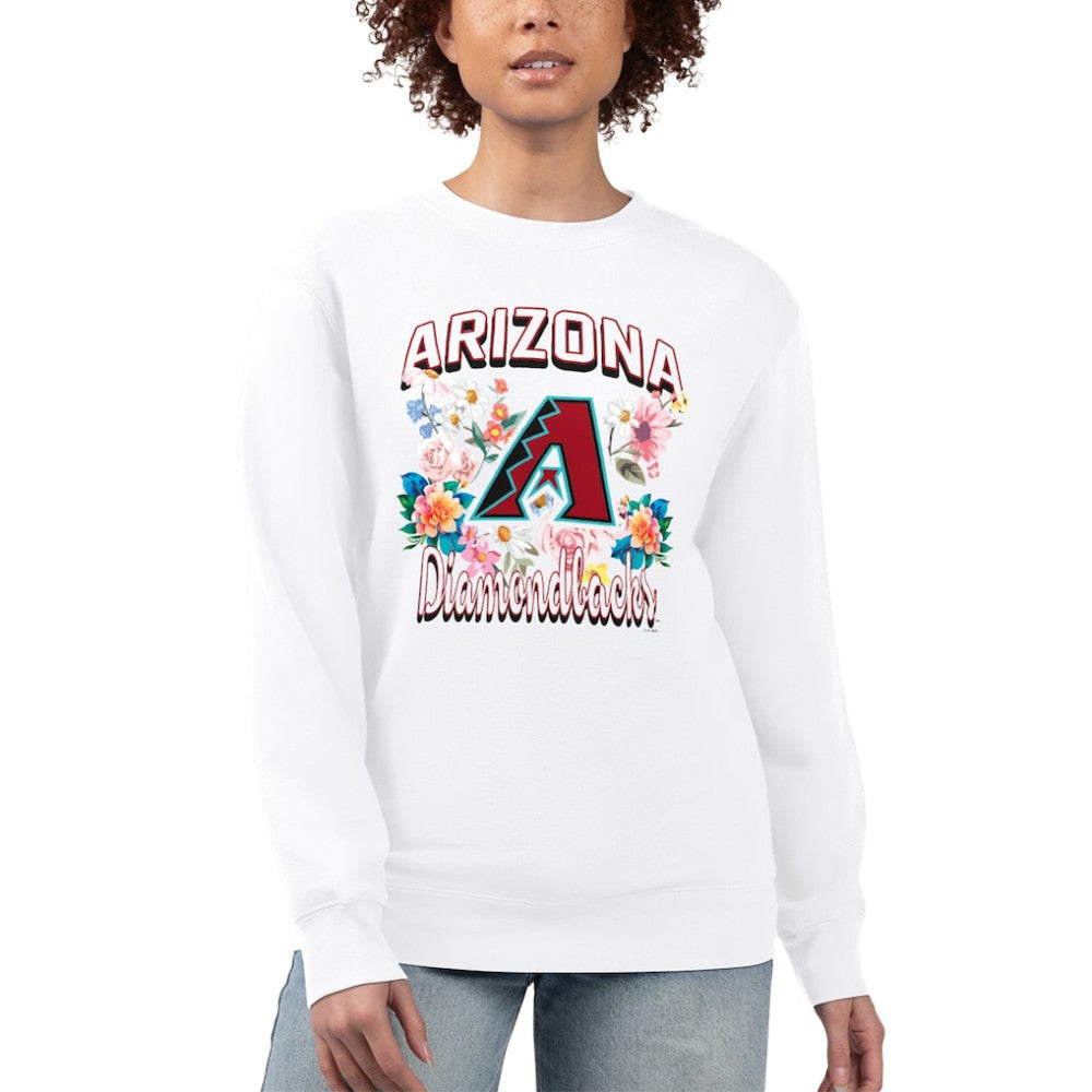 Arizona Diamondbacks G-III 4Her by Carl Banks Women's Flowers Graphic Pullover Sweatshirt White