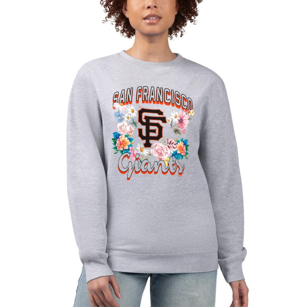 San Francisco Giants G-III 4Her by Carl Banks Women's Flowers Graphic Pullover Sweatshirt Heather Gray