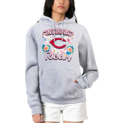 Cincinnati Reds G-III 4Her by Carl Banks Women's Flowers Graphic Pullover Hoodie Heather Gray
