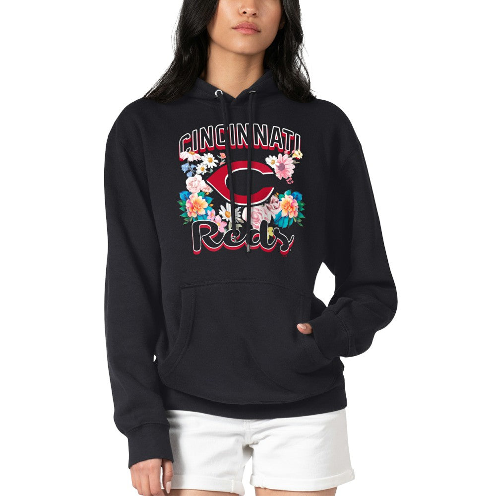 Cincinnati Reds G-III 4Her by Carl Banks Women's Flowers Graphic Pullover Hoodie Black