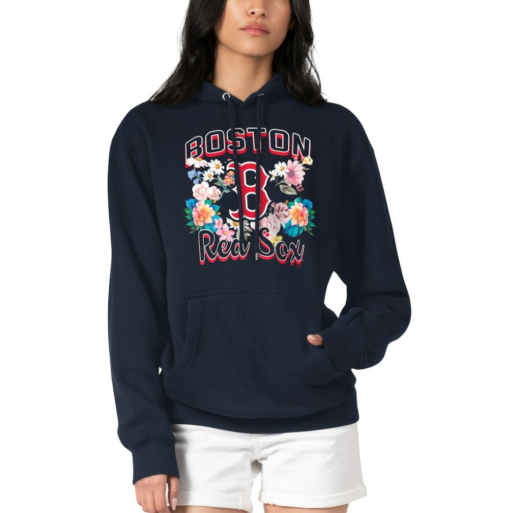 Boston Red Sox G-III 4Her by Carl Banks Women's Flowers Graphic Pullover Hoodie Navy