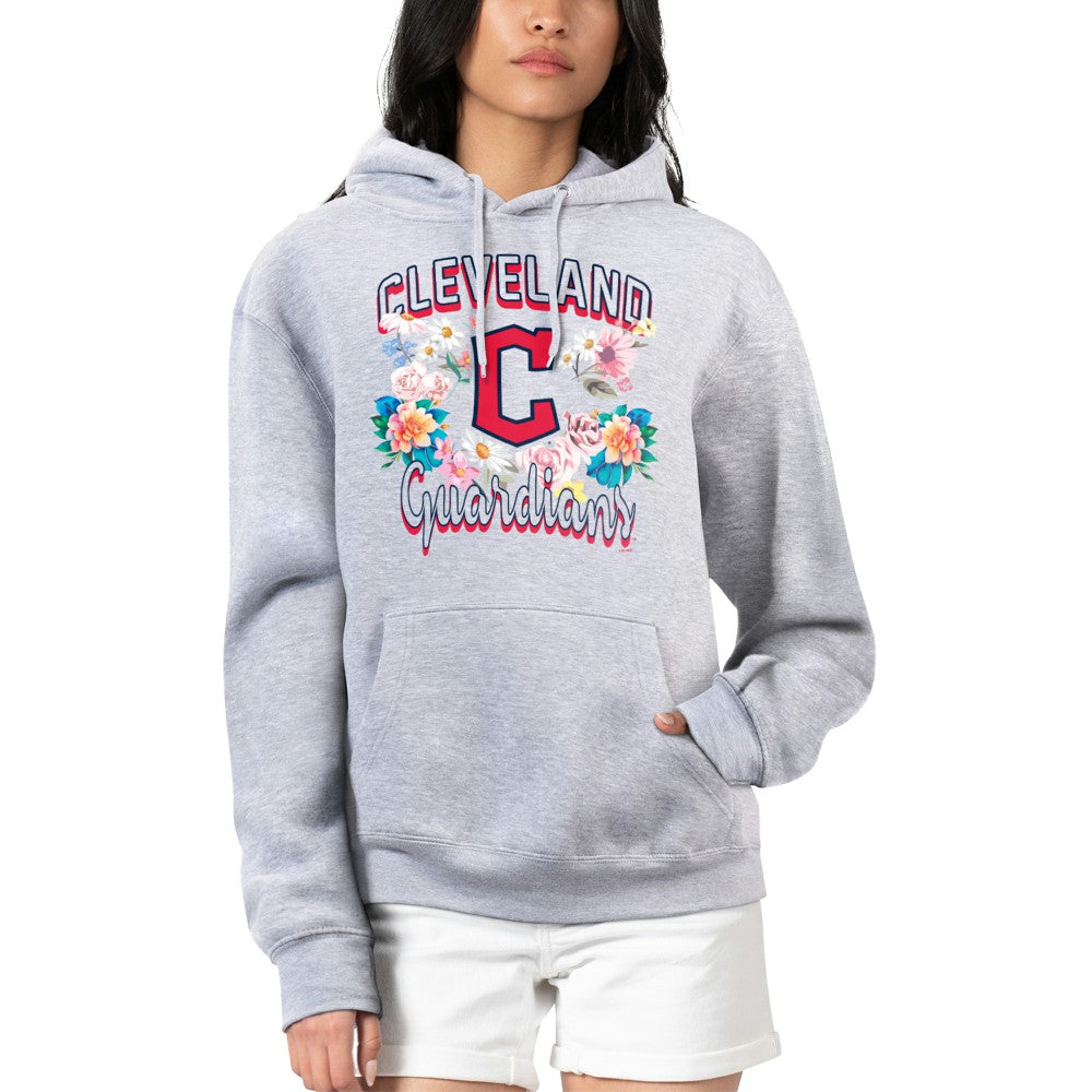 Cleveland Guardians G-III 4Her by Carl Banks Women's Flowers Graphic Pullover Hoodie Heather Gray