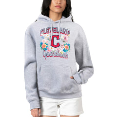 Cleveland Guardians G-III 4Her by Carl Banks Women's Flowers Graphic Pullover Hoodie Heather Gray