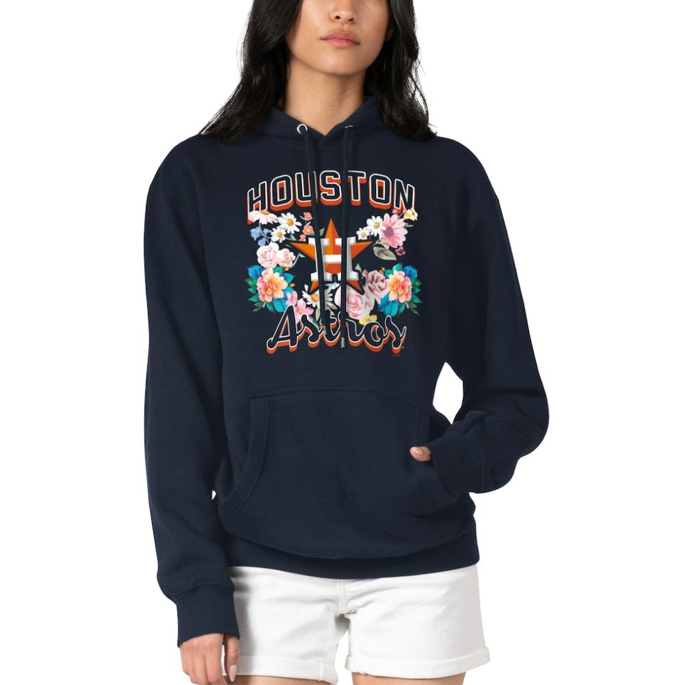Houston Astros G-III 4Her by Carl Banks Women's Flowers Graphic Pullover Hoodie Navy