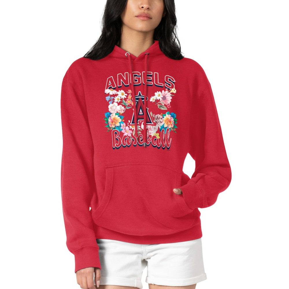 Los Angeles Angels G-III 4Her by Carl Banks Women's Flowers Graphic Pullover Hoodie Red