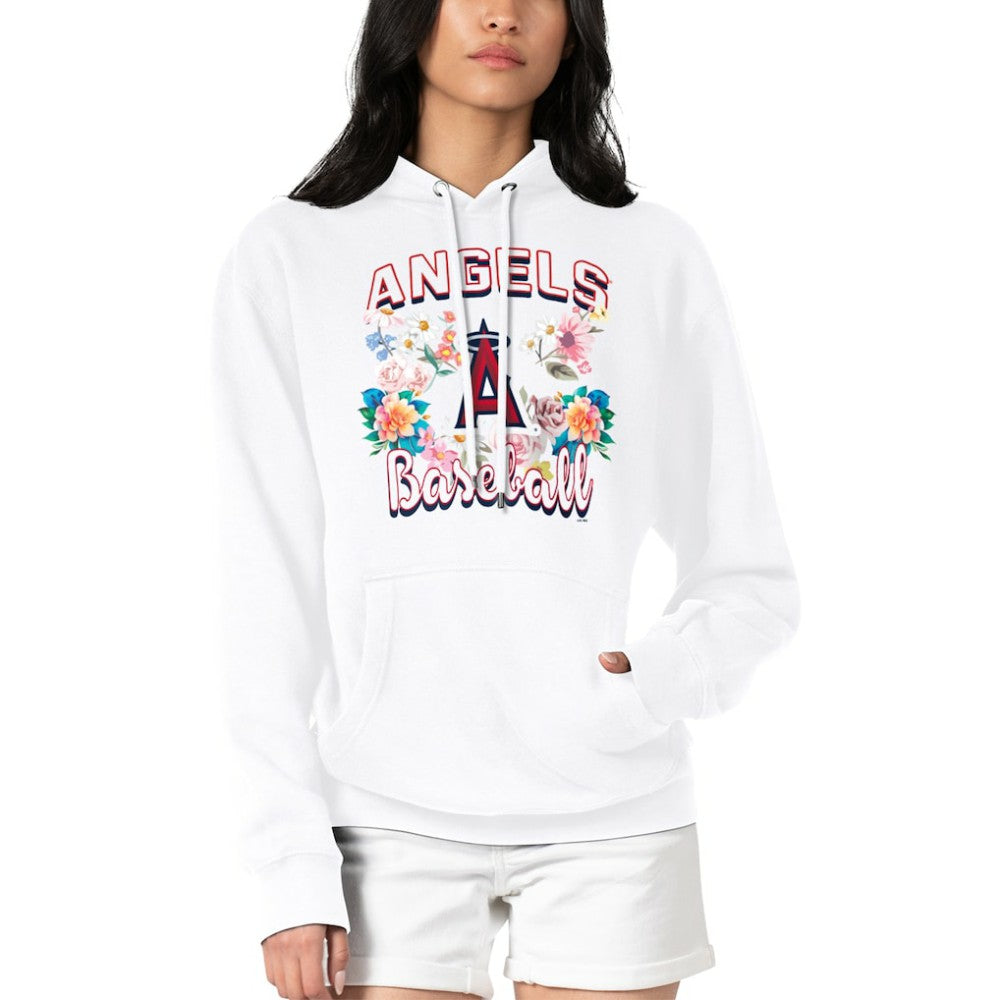Los Angeles Angels G-III 4Her by Carl Banks Women's Flowers Graphic Pullover Hoodie White