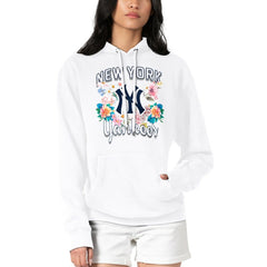 New York Yankees G-III 4Her by Carl Banks Women's Flowers Graphic Pullover Hoodie White