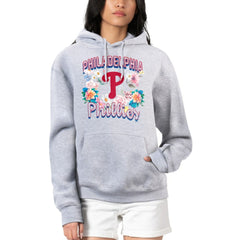Philadelphia Phillies G-III 4Her by Carl Banks Women's Flowers Graphic Pullover Hoodie Heather Gray