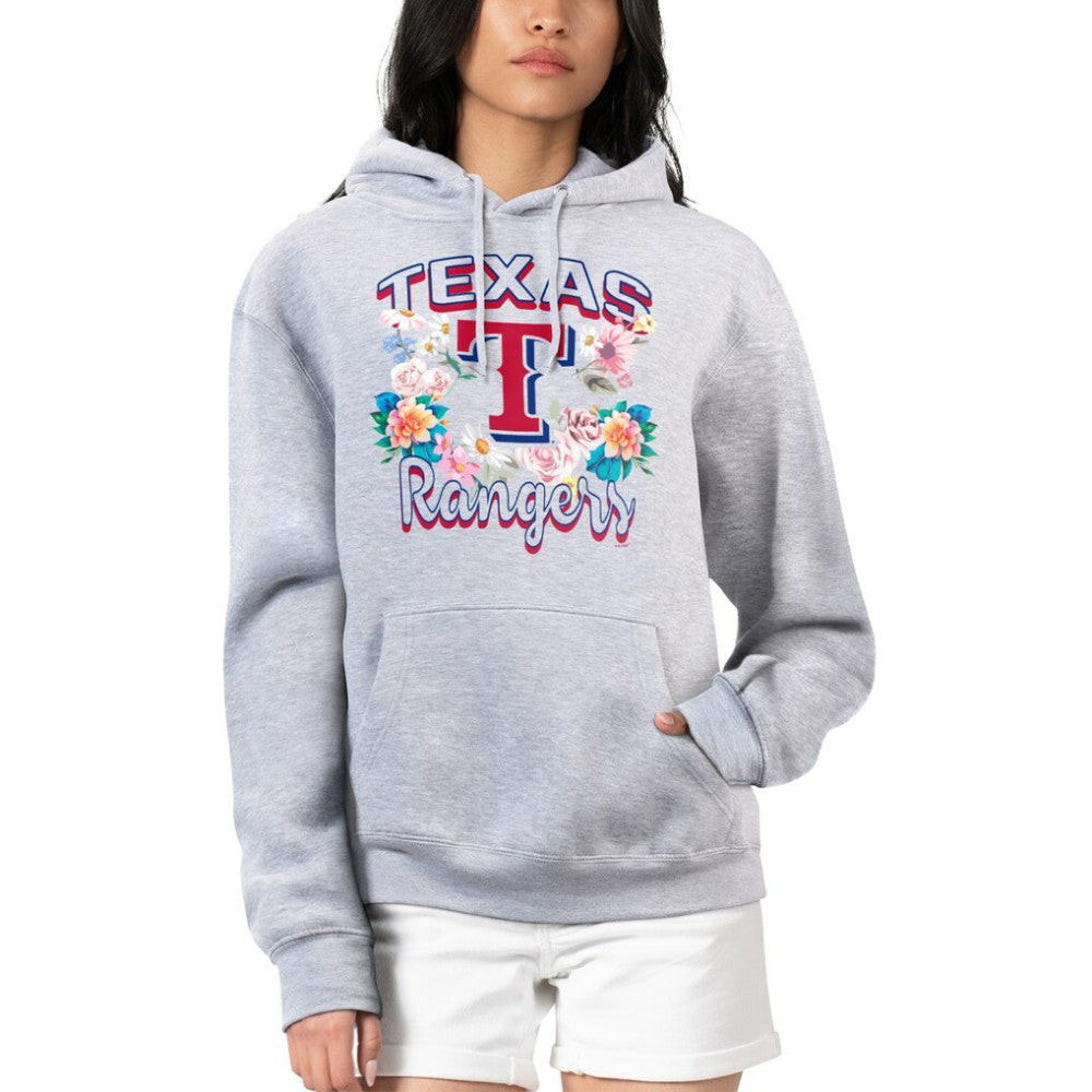 Texas Rangers G-III 4Her by Carl Banks Women's Flowers Graphic Pullover Hoodie Heather Gray