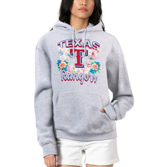 Texas Rangers G-III 4Her by Carl Banks Women's Flowers Graphic Pullover Hoodie Heather Gray