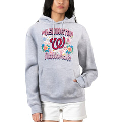 Washington Nationals G-III 4Her by Carl Banks Women's Flowers Graphic Pullover Hoodie Heather Gray