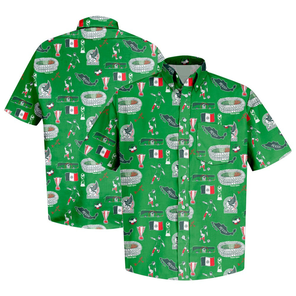 Mexico National Team Vive La Fete Impressions Artwork Button-Down Shirt - Green sale