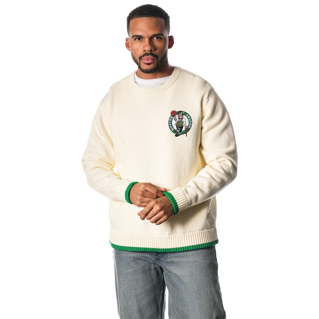 Boston Celtics The Wild Collective Unisex Jacquard Knit Pullover Sweater - Cream discount
