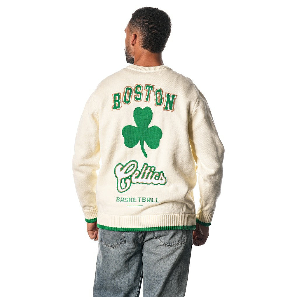Boston Celtics The Wild Collective Unisex Jacquard Knit Pullover Sweater - Cream discount