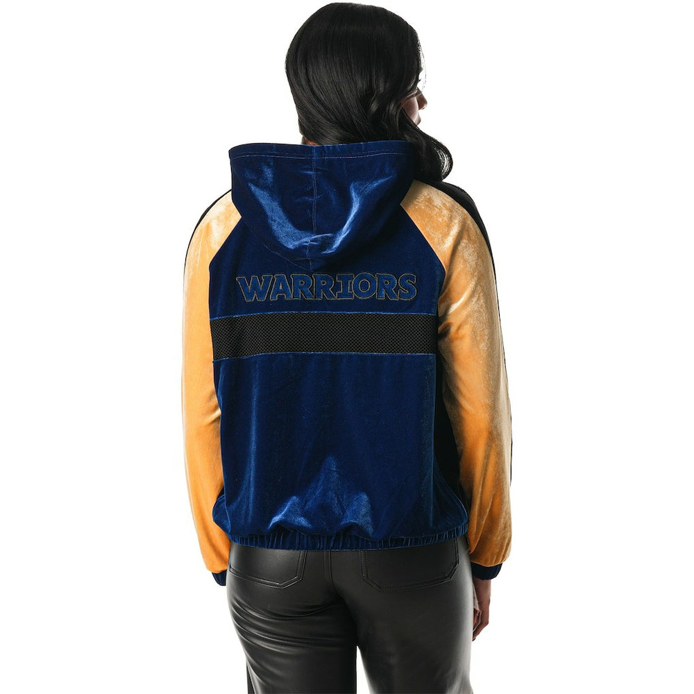 Golden State Warriors The Wild Collective Women's Velour Full-Zip Track Jacket Hoodie sale - Blue cheap