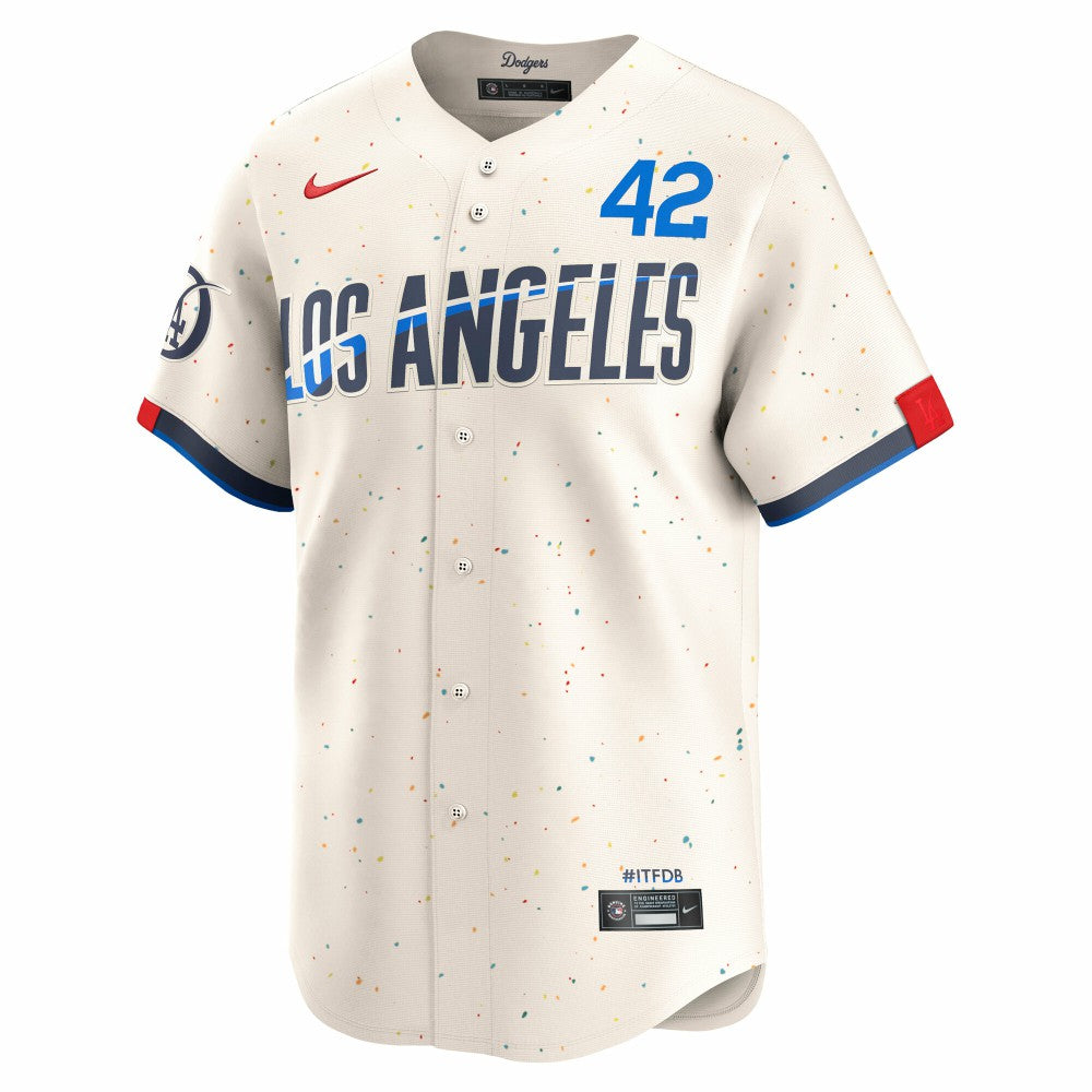 Jackie Robinson Los Angeles Dodgers City Connect Limited Player Jersey Cream